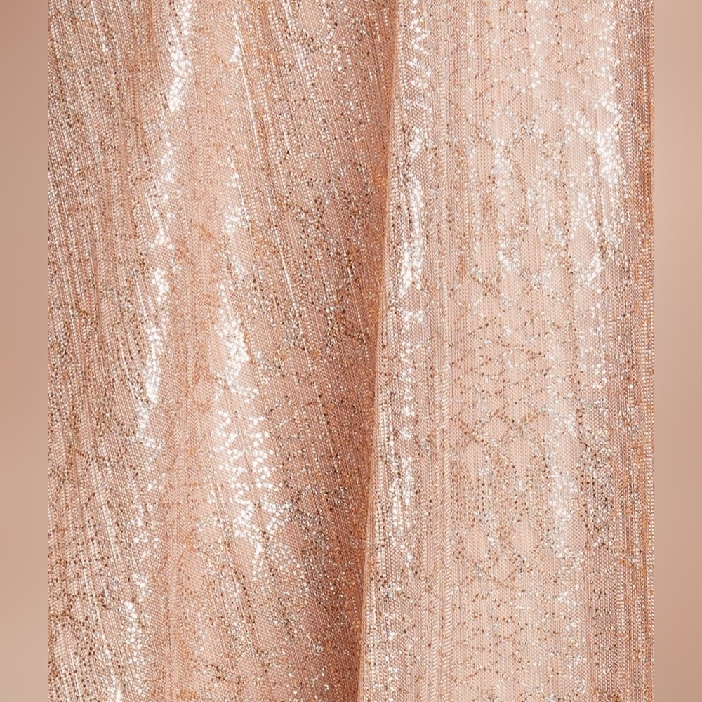 NWT $405 Alice + Olivia Darva Faux Wrap Midi Dress 6 | Rose Gold Lamé Metallic - Picture 8 of 16
